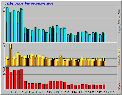 Daily usage for February 2025