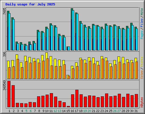 Daily usage for July 2025